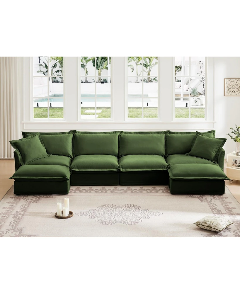Slipcovered U-Shape Sectional Sofa with Cloud-Like Comfort