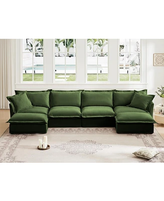 Slipcovered U-Shape Sectional Sofa with Cloud-Like Comfort