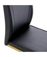 Elegant Arch Dining Chairs (Set of 8) - Black Pu, Gold Metal Legs
