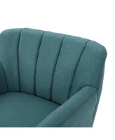 Mid-Century Modern Club Chair with Birch Wood Legs and Channel Stitching