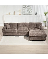 L-Shaped Sectional Sofa Sleeper Couch - Gray