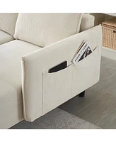 79.50 inches long, Velvet Sofa Fabric, with three matching pillows and spacious and comfortable seats, for Apartment Office Living Room