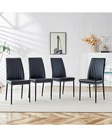 7-Piece Faux Marble Dining Set with U-Leg Table and 6 Chairs