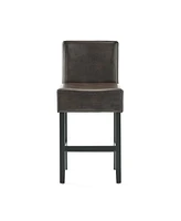 Set of 2 26" Portman Bonded Leather Counter Height Barstool, Brown