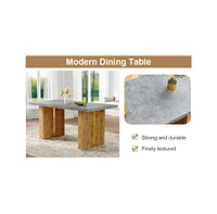 Cozy Modern Dining Set with 4 Curved Leather Chairs, 67x35