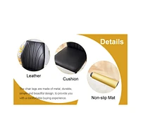 Black Marble Pattern Tempered Glass Dining Set - 71"x35.4" with 8 Black Pu Chairs With a Widened Backrest Design