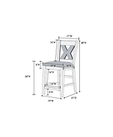 Set of 2 Modern Counter Height Wooden Chairs