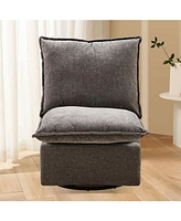 Detachable Dark Grey Chenille Single 360 Swivel Rocking Rocker,360 Swivel Sofa Chair & Single Sofa Lounge, Comfortable Seating for Living Room & Bedro