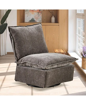 Detachable Dark Grey Chenille Single 360 Swivel Rocking Rocker,360 Swivel Sofa Chair & Single Sofa Lounge, Comfortable Seating for Living Room & Bedro
