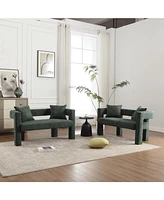 Upholstered Chenille Loveseat: Compact Sofa for Living Areas (Emerald)