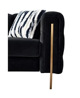 Chesterfield Modern Tufted Velvet Living Room Sofa, 84.25"W Couch,Black