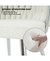 Modern White Linen Dining Chair (Set of 2)