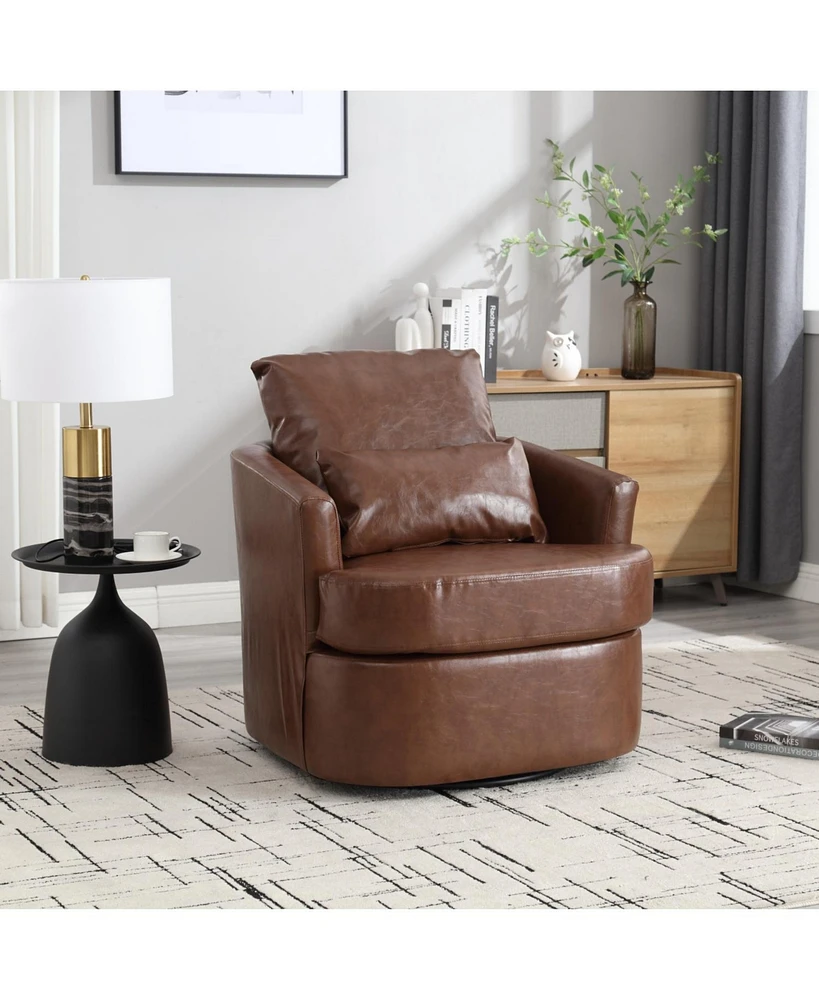 Swivel Barrel Chair, Comfy Round Accent Sofa Chair for Living Room, 360 Degree Swivel Barrel Club Chair, Leisure Arm Chair for Nursery, Hotel