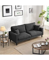 74" Sofa Bed, Wooden Frame 3 Seater, Modern Velvet Sofa Dark Grey
