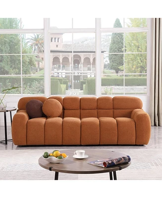 Light Brown Boucle 3-Seater Marshmallow Sofa