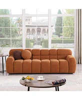 Light Brown Boucle 3-Seater Marshmallow Sofa