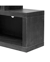 Retro Console Table with Symmetrical 2-Tier Open Shelf for Entryway and Living Room (Black