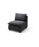 Modern L-Shaped Sectional Sofa with Convertible Ottoman
