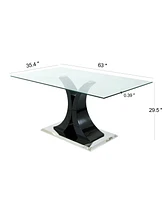 Modern Glass Dining Set: Transparent Table with Grey Chairs (Set of 5)