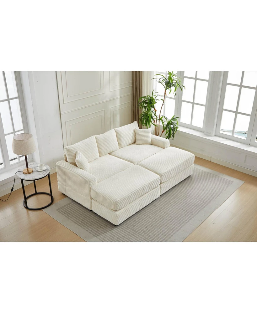 Modern Sectional Couch, 2 Pieces Corduroy Couch Cushion Covers