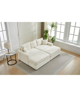 Modern Sectional Couch, 2 Pieces Corduroy Couch Cushion Covers