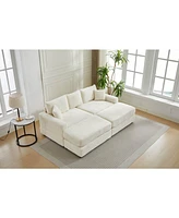 Modern Sectional Couch, 2 Pieces Corduroy Couch Cushion Covers