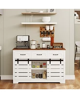 53" Farmhouse Buffet Cabinet with Sliding Barn Doors and Drawers