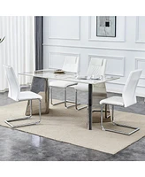 Pandora Sintered Stone Table with Butterfly Legs (63"x31.5"x30") and 4 Pu Chairs