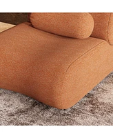 Modern Chenille Sofa with Reclining Backrest and Pillows, Rust Orange