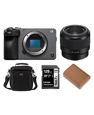 Sony FX30 Super 35 Cinema Line Camera with Fe 50mm f/1.8 Lens for Sony E, Np-FZ100 17.3Wh 7.2V 2400mAh Lithium-Ion Battery Pack with Usb-c Charging Po