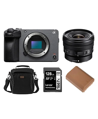 Sony FX30 Super 35 Cinema Line Camera with E Pz 10-20mm f/4 G Lens, Np-FZ100 17.3Wh 7.2V 2400mAh Lithium-Ion Battery Pack with Usb-c Charging Port, Se