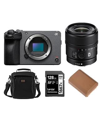Sony FX30 Super 35 Cinema Line Camera with E 15mm f/1.4 G Lens, Np-FZ100 17.3Wh 7.2V 2400mAh Lithium-Ion Battery Pack with Usb-c Charging Port, Series