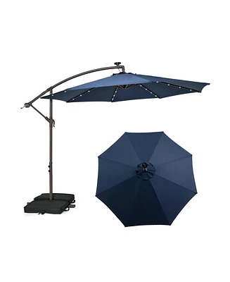 10 Feet Cantilever Umbrella with 32 Led Lights and Solar Panel Batteries