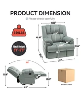 Manual Recliner Chair with Rocker and Swivel in Fabric for Living Room, Green