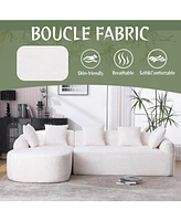 Boucle Sofa 3 Seater for Living Room Oversized Comfy Sofa L-Shape Sofa Couch with Chaise Home Furniture Sleeper Sectional Sofa for Apartment, Office L