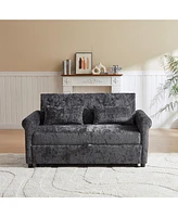 Upholstered Sofa Bed - Chenille Loveseat with Adjustable Back