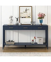 High-Quality Entryway Console Table with Vertical Stripe Drawers, Long Legs,Suitable for Entryway, Hallway, Living Room, Foyer