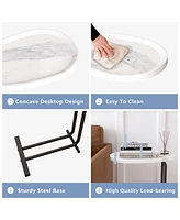 2-Piece C-Shaped End Table with Slide (White)