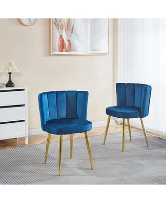 Cozy Velvet Dining Chair (Set of 2) with Gold Legs