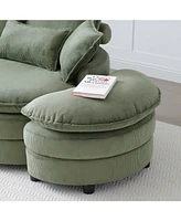 Modern 360 Swivel Barrel Chair with 4 Pillows (Green)