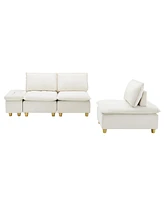 Off-White Flannel Sofa with Storage and Adjustable Backrest