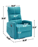 Manual Recliner Chair with Rocker and Swivel in Fabric for Living Room