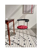 Modern Chrome Frame Folding Chair with Wood Back