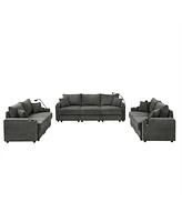 Modern 7-Seat Sofa with Cup Holders, Chargers, Storage