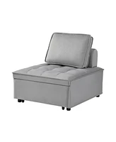 Modern Velvet Convertible Sofa Bed with Removable Backrest