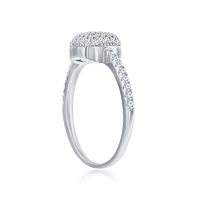 Sterling Silver, Square Pave Cz Ring