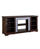 Modern Cherry Tv Stand with Faux Stone Surround