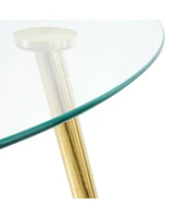 47.2" Glass Dining Table, Gold Legs