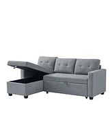 Light Grey Pull Out Sectional Sofa with Storage