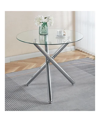 Round Glass Dining Table Chrome Leg